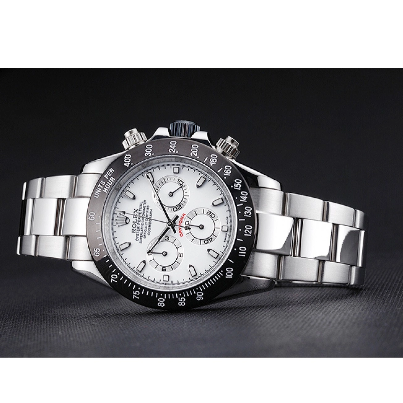 Good copy rolex watches White Daytona Black Stainless Rolex Enameled Dial Steel 0804